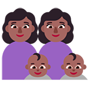 👩🏾‍👩🏾‍👶🏾‍👶🏾 Emoji Família - Mulher, Mulher, Bebê, Bebê: Pele Morena Escura na Microsoft Windows 11 22H2.