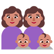 👩🏽‍👩🏽‍👶🏽‍👶🏽 Emoji Família - Mulher, Mulher, Bebê, Bebê: Pele Morena na Microsoft Windows 11 22H2.