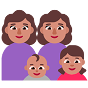 Emoji 👩🏽‍👩🏽‍👶🏽‍👧🏽 Famiglia - Donna, Donna, Neonato, Bambina: Carnagione Olivastra su Microsoft Windows 11 22H2.