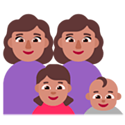 👩🏽‍👩🏽‍👧🏽‍👶🏽 Emoji Família - Mulher, Mulher, Menina, Bebê: Pele Morena na Microsoft Windows 11 22H2.