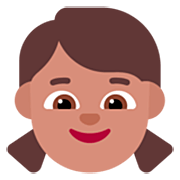 👧🏽 Emoji Menina: Pele Morena na Microsoft Windows 11 22H2.