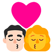 👨🏻‍❤️‍💋‍👩 Emoji sich küssendes Paar - Mann: helle Hautfarbe, Frau Microsoft Windows 11 22H2.