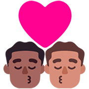 👨🏾‍❤️‍💋‍👨🏽 Emoji sich küssendes Paar - Mann: mitteldunkle Hautfarbe, Mann: mittlere Hautfarbe Microsoft Windows 11 22H2.