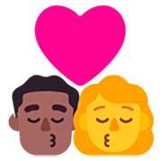 👨🏾‍❤️‍💋‍👩 Emoji sich küssendes Paar - Mann: mitteldunkle Hautfarbe, Frau Microsoft Windows 11 22H2.