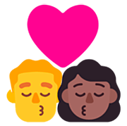 👨‍❤️‍💋‍👩🏾 Emoji sich küssendes Paar Mann, Frau: mitteldunkle Hautfarbe Microsoft Windows 11 22H2.