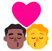 👨🏾‍❤️‍💋‍🧑 Emoji Beijo: Homem, Pessoa, Pele Morena Escura, Sem tom de pele na Microsoft Windows 11 22H2.