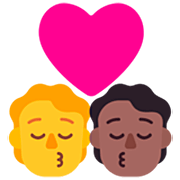 Emoji 👨‍❤️‍💋‍🧑🏾 Bacio Tra Coppia: uomo, persona, Nessun tono della pelle, Carnagione Abbastanza Scura su Microsoft Windows 11 22H2.
