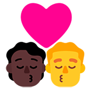 Emoji 🧑🏿‍❤️‍💋‍👨 Bacio Tra Coppia: persona, uomo, Carnagione Scura, Nessun tono della pelle su Microsoft Windows 11 22H2.