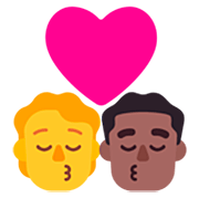 🧑‍❤️‍💋‍👨🏾 Emoji sich küssendes Paar: Person, Mannn, Kein Hautton, mitteldunkle Hautfarbe Microsoft Windows 11 22H2.