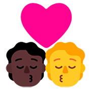 Emoji 🧑🏿‍❤️‍💋‍🧑 Bacio Tra Coppia: persona, persona, Carnagione Scura, Nessun tono della pelle su Microsoft Windows 11 22H2.