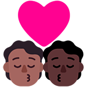 Emoji 🧑🏾‍❤️‍💋‍🧑🏿 Bacio Tra Coppia: persona, persona, Carnagione Abbastanza Scura, Carnagione Scura su Microsoft Windows 11 22H2.