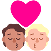 Emoji 🧑🏽‍❤️‍💋‍🧑🏼 Bacio Tra Coppia: persona, persona, Carnagione Olivastra, Carnagione Abbastanza Chiara su Microsoft Windows 11 22H2.
