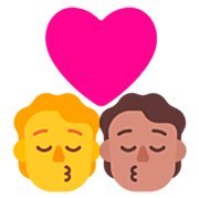 Emoji 🧑‍❤️‍💋‍🧑🏽 Bacio Tra Coppia: persona, persona, Nessun tono della pelle, Carnagione Olivastra su Microsoft Windows 11 22H2.