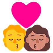 Emoji 🧑‍❤️‍💋‍👩🏽 Bacio Tra Coppia: persona, Donna, Nessun tono della pelle, Carnagione Olivastra su Microsoft Windows 11 22H2.