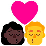 Emoji 👩🏿‍❤️‍💋‍👨 Bacio Tra Coppia - Donna: Carnagione Scura, Hombre su Microsoft Windows 11 22H2.