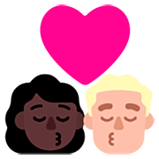 Emoji 👩🏿‍❤️‍💋‍👨🏼 Bacio Tra Coppia - Donna: Carnagione Scura, Uomo: Carnagione Abbastanza Chiara su Microsoft Windows 11 22H2.