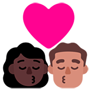 👩🏿‍❤️‍💋‍👨🏽 Emoji sich küssendes Paar - Frau: dunkle Hautfarbe, Mann: mittlere Hautfarbe Microsoft Windows 11 22H2.