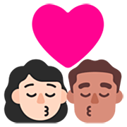 Emoji 👩🏻‍❤️‍💋‍👨🏽 Bacio Tra Coppia - Donna: Carnagione Abbastanza Chiara, Uomo: Carnagione Olivastra su Microsoft Windows 11 22H2.