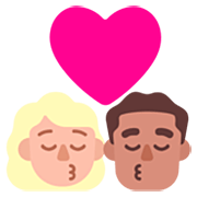 Emoji 👩🏼‍❤️‍💋‍👨🏽 Bacio Tra Coppia - Donna: Carnagione Abbastanza Chiara, Uomo: Carnagione Olivastra su Microsoft Windows 11 22H2.