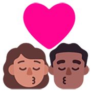 Emoji 👩🏽‍❤️‍💋‍👨🏾 Bacio Tra Coppia - Donna: Carnagione Olivastra, Uomo: Carnagione Abbastanza Scura su Microsoft Windows 11 22H2.