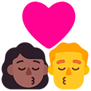 👩🏾‍❤️‍💋‍👨 Emoji sich küssendes Paar - Frau: mitteldunkle Hautfarbe, Hombre Microsoft Windows 11 22H2.