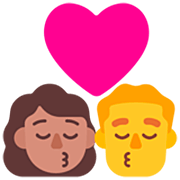 👩🏽‍❤️‍💋‍👨 Emoji Beso - Mujer, Hombre: Tono De Piel Medio, Tono De Piel Claro Medio en Microsoft Windows 11 22H2.