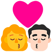 Emoji 👩‍❤️‍💋‍👨🏻 Bacio Tra Coppia - Donna, Uomo: Carnagione Chiara su Microsoft Windows 11 22H2.