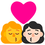 👩‍❤️‍💋‍👩🏻 Emoji sich küssendes Paar - Frau, Frau: helle Hautfarbe Microsoft Windows 11 22H2.