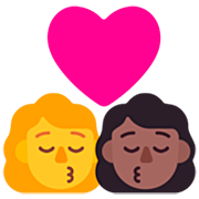 👩‍❤️‍💋‍👩🏾 Emoji sich küssendes Paar - Frau: mitteldunkle Hautfarbe, Frau Microsoft Windows 11 22H2.