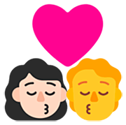 Emoji 👩🏻‍❤️‍💋‍🧑 Bacio Tra Coppia: Donna, persona, Carnagione Chiara, Nessun tono della pelle su Microsoft Windows 11 22H2.
