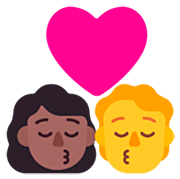 👩🏾‍❤️‍💋‍🧑 Emoji sich küssendes Paar: Frau, Person, mitteldunkle Hautfarbe, Kein Hautton Microsoft Windows 11 22H2.