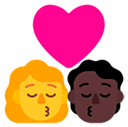 Emoji 👩‍❤️‍💋‍🧑🏿 Bacio Tra Coppia: Donna, persona, Nessun tono della pelle, Carnagione Scura su Microsoft Windows 11 22H2.