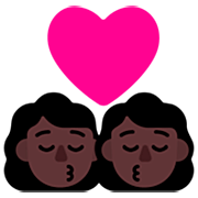 👩🏿‍❤️‍💋‍👩🏿 Emoji sich küssendes Paar - Frau, Frau: dunkle Hautfarbe, dunkle Hautfarbe Microsoft Windows 11 22H2.