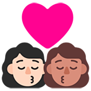 Emoji 👩🏻‍❤️‍💋‍👩🏽 Bacio Tra Coppia - Donna: Carnagione Chiara, Donna: Carnagione Abbastanza Chiara su Microsoft Windows 11 22H2.