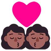 👩🏾‍❤️‍💋‍👩🏾 Emoji sich küssendes Paar - Frau: mitteldunkle Hautfarbe, Frau:mitteldunkle Hautfarbe Microsoft Windows 11 22H2.