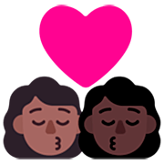 👩🏾‍❤️‍💋‍👩🏿 Emoji sich küssendes Paar - Frau: mitteldunkle Hautfarbe, Frau: dunkle Hautfarbe Microsoft Windows 11 22H2.