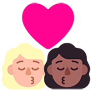 👩🏼‍❤️‍💋‍👩🏾 Emoji sich küssendes Paar - Frau: helle Hautfarbe, Frau: mitteldunkle Hautfarbe Microsoft Windows 11 22H2.
