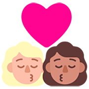 👩🏼‍❤️‍💋‍👩🏽 Emoji sich küssendes Paar - Frau: mittelhelle Hautfarbe, Frau: mittlere Hautfarbe Microsoft Windows 11 22H2.