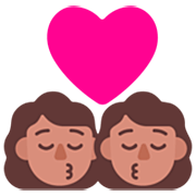 👩🏽‍❤️‍💋‍👩🏽 Emoji sich küssendes Paar - Frau: mittlere Hautfarbe, Frau: mittlere Hautfarbe Microsoft Windows 11 22H2.