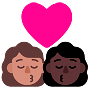 👩🏽‍❤️‍💋‍👩🏿 Emoji sich küssendes Paar - Frau: mittlere Hautfarbe, Frau: dunkle Hautfarbe Microsoft Windows 11 22H2.