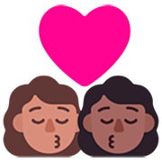 Emoji 👩🏽‍❤️‍💋‍👩🏾 Bacio Tra Coppia - Donna: Carnagione Olivastra, Donna: Carnagione Abbastanza Scura su Microsoft Windows 11 22H2.