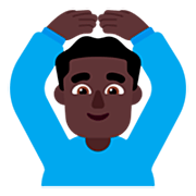 🙆🏿‍♂️ Emoji Mann mit Händen auf dem Kopf: dunkle Hautfarbe Microsoft Windows 11 22H2.