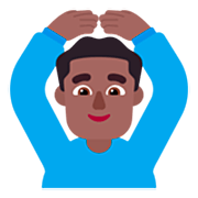 🙆🏾‍♂️ Emoji Mann mit Händen auf dem Kopf: mitteldunkle Hautfarbe Microsoft Windows 11 22H2.