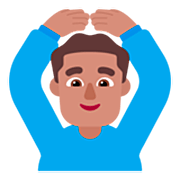 🙆🏽‍♂️ Emoji Mann mit Händen auf dem Kopf: mittlere Hautfarbe Microsoft Windows 11 22H2.