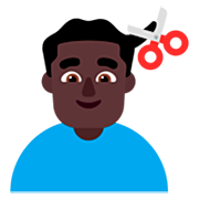 💇🏿‍♂️ Emoji Mann beim Haareschneiden: dunkle Hautfarbe Microsoft Windows 11 22H2.