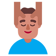 💆🏽‍♂️ Emoji Mann, der eine Kopfmassage bekommt: mittlere Hautfarbe Microsoft Windows 11 22H2.