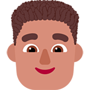 👨🏽‍🦱 Emoji Hombre: Tono De Piel Medio Y Pelo Rizado en Microsoft Windows 11 22H2.