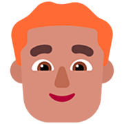 Emoji 👨🏽‍🦰 Uomo: Carnagione Olivastra E Capelli Rossi su Microsoft Windows 11 22H2.