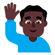 Emoji 🙋🏿‍♂️ Uomo Con Mano Alzata: Carnagione Scura su Microsoft Windows 11 22H2.