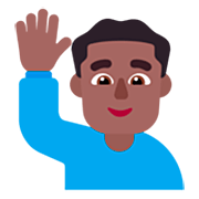 Emoji 🙋🏾‍♂️ Uomo Con Mano Alzata: Carnagione Abbastanza Scura su Microsoft Windows 11 22H2.